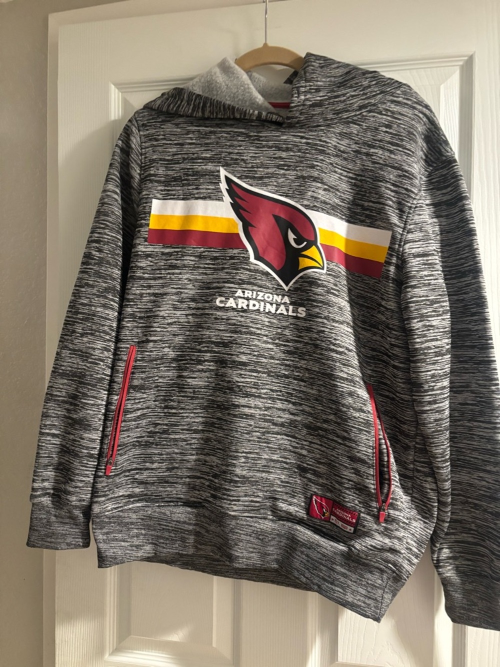 Arizona Cardinals Gray Logo Hoodie with Stripe Detail Meda